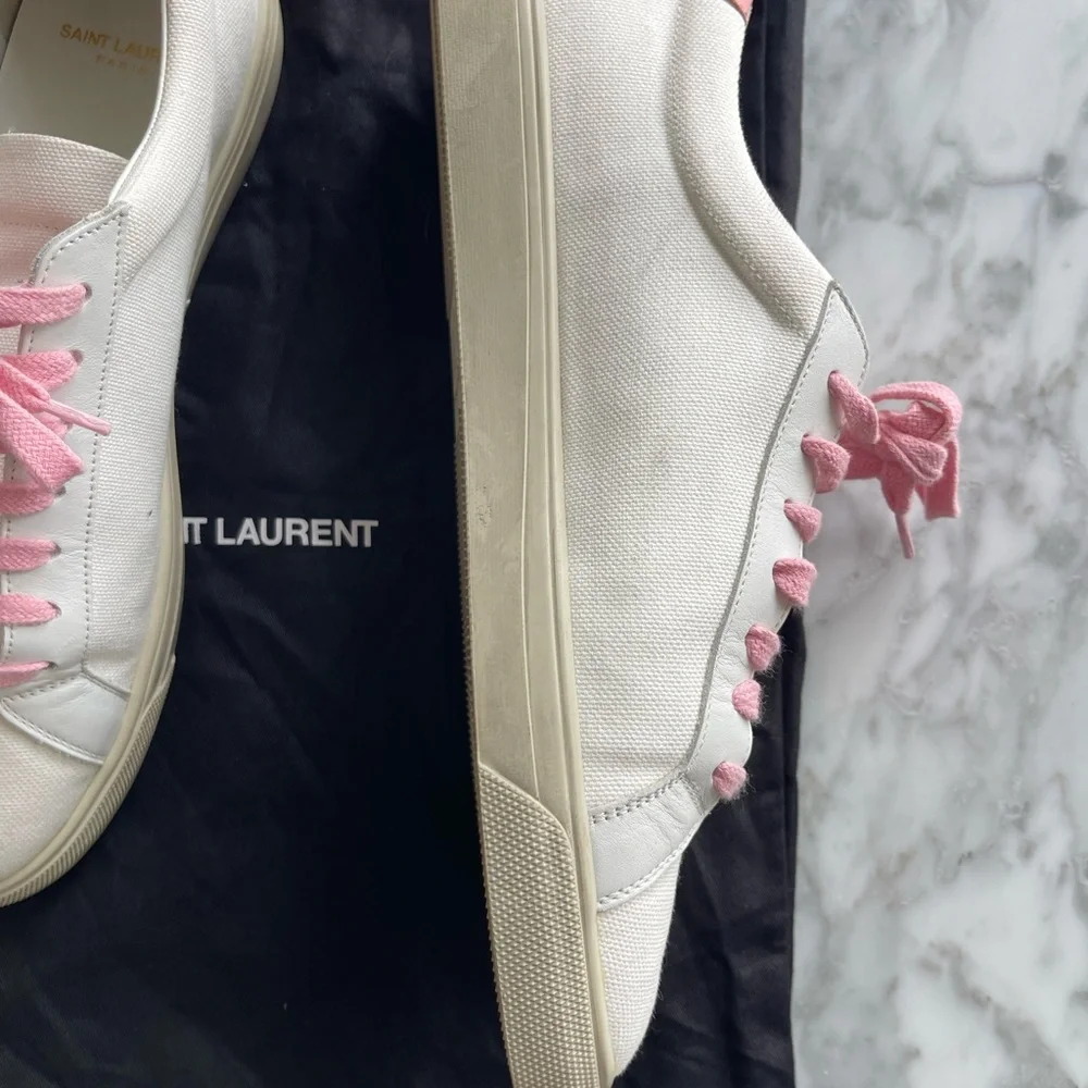 Saint Laurent Men’s White and Pink Sneakers, size 42 (9) - Picture 6 of 11